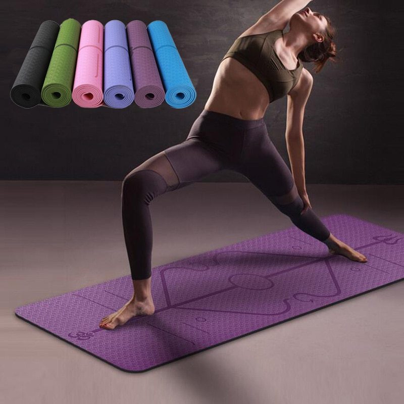 Non Slip TPE Yoga Mat Position Line Beginner - FatRock:Fitness