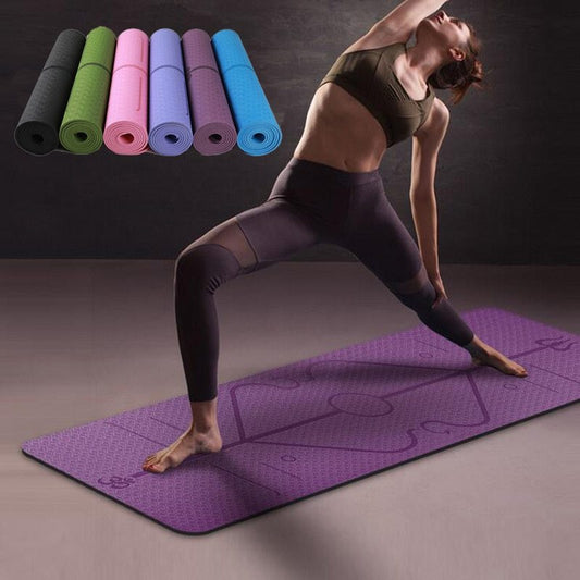 Non Slip TPE Yoga Mat Position Line Beginner - FatRock:Fitness