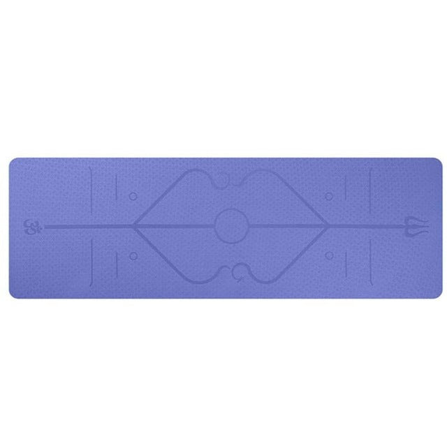 Non Slip TPE Yoga Mat Position Line Beginner - FatRock:Fitness