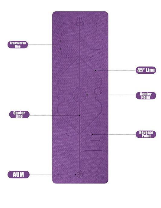 Non Slip TPE Yoga Mat Position Line Beginner - FatRock:Fitness