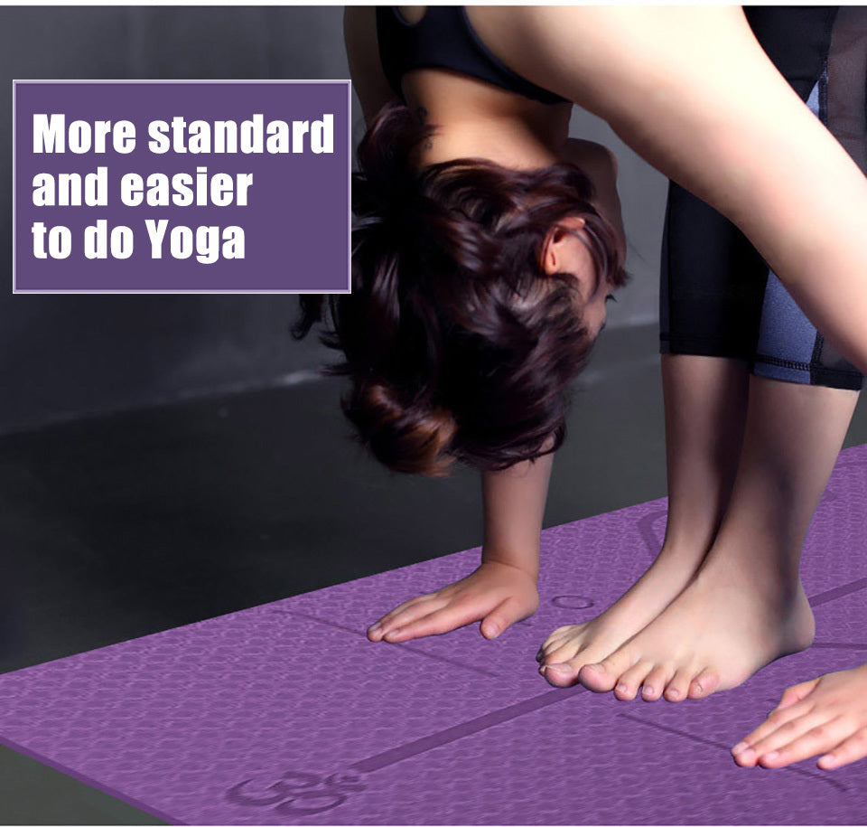 Non Slip TPE Yoga Mat Position Line Beginner - FatRock:Fitness